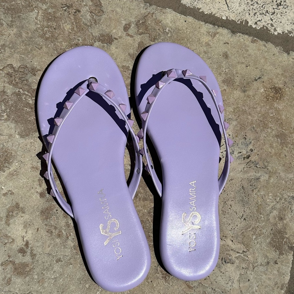 Yosi Samara Studded Lavendar Rivington Flip Flops